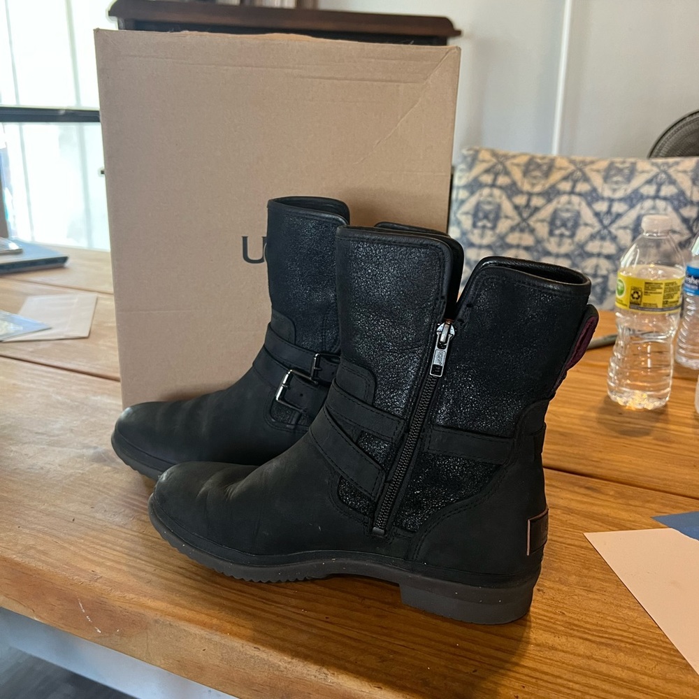 Black UGG Moto Boots